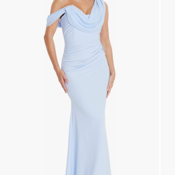 QUIZ Chiffon with Scuba Crepe Cowl Neck Maxi Dress - Picture 1 of 4